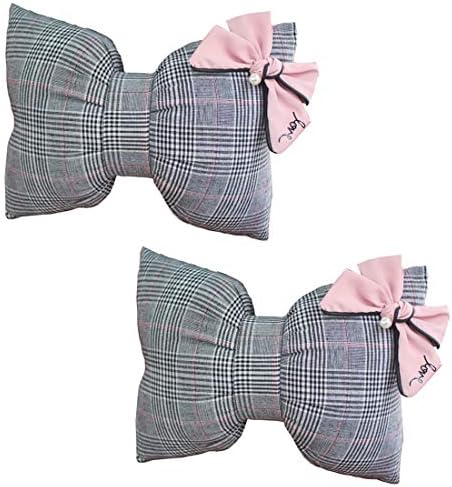  Wishlanlan 1 Pcs Bowknot Shape Lumbar Support Back Cushion For Lower Back Pain Relief- Ideal Back Pillow For Computer/Office Chair, Car Seat (Black + White Spots,Back Cushion)