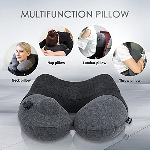  Travelicons Inflatable Travel Pillow,Neck Pillow For Traveling,Airplane Travel Pillw Improved Support Design For Car Sleeping