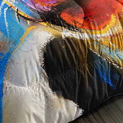  BSNTHO Cute Cartoon Cow Bedding Cot Bedding Set Tie Dye Comforter Set Queen Size 3D Bull Cattle Animal Comforter Set Farmhouse Cow Bedroom 1 Comforter 2 Pillowcase