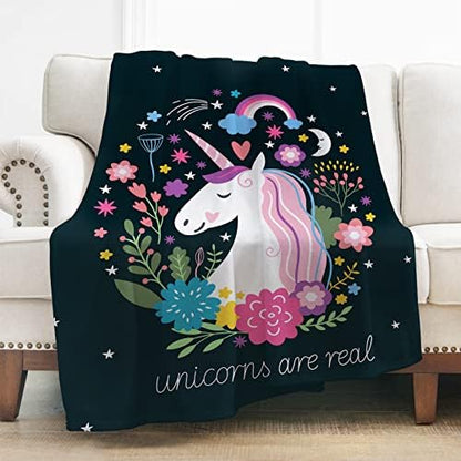  Unicorn Blanket, Cozy Lightweight Durable Bed Couch Blanket, Plush Microfiber Blanket 50"x60"