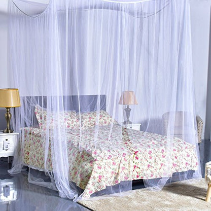  Mosquito Net, 4 Corner Post Bed Canopy, Quick And Easy Installation For King Size Beds Large Queen Size Bed Curtain (White)