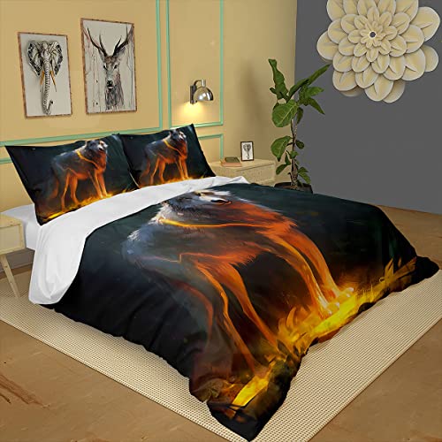  GRANKER 3 Piece Bed Set White Wolf In The Light For All Season, Men/Women Bedroom Hotel Dormitory Guest Room53x79in/135cmX200cm