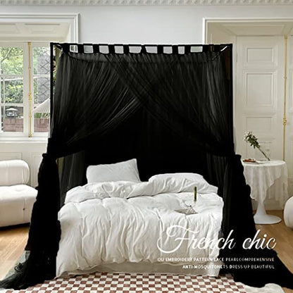 Obokidly Elegant 4 Corners Post Mosquito Canopy Net For Bed Canopy Luxury Netting Bedroom Decoration For Girls Men Women Adults & Boys For Twin/Full/Queen/King/Cal King (California King, Black)