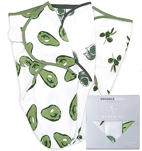  BAREMINE Newborn Swaddles - Baby Swaddles 0-3 Months - 3 Pack Premium Cotton Swaddle Blankets - Adjustable Infant Sleep Sack - Baby Gifts For Boys Girls - Gender Neutral Baby Gift