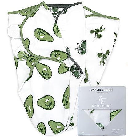  BAREMINE Newborn Swaddles - Baby Swaddles 0-3 Months - 3 Pack Premium Cotton Swaddle Blankets - Adjustable Infant Sleep Sack - Baby Gifts For Boys Girls - Gender Neutral Baby Gift