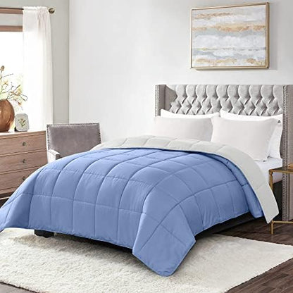  Queen Lightweight Comforter Gray - All Season Down Alternative Bed Comforter Summer Duvet Insert Quilted Reversible Comforters Full/Queen Size Dark Gray/Light Grey