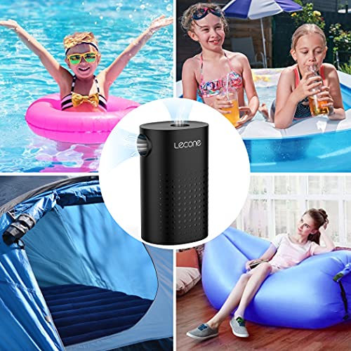  Electric Air Pump,Lecone Portable Quick Air Pump For Inflatables With 4 Nozzles, 4000mAh Battery USB Rechargeable Inflator Deflator For Air Mattress Bed, Swimming Ring, Inflatable Pool Toy And Camping