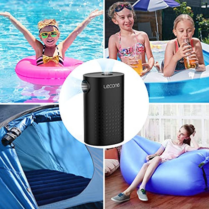  Electric Air Pump,Lecone Portable Quick Air Pump For Inflatables With 4 Nozzles, 4000mAh Battery USB Rechargeable Inflator Deflator For Air Mattress Bed, Swimming Ring, Inflatable Pool Toy And Camping