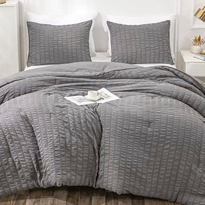  YOZEN Sage Green Queen Seersucker Comforter Set (90x90 Inch), 3 Pieces Textured Comforter With 2 Pillowcases, Soft Lightweight Microfiber Down Alternative Bedding Set For All Season