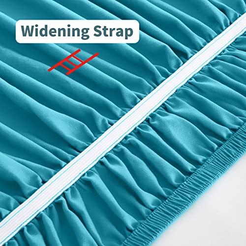  Teal Adjustable Bed Skirt For Full & Queen Size Bed - With 14 Inch Tailored Drop, Wrap Around Bed Skirts With Adjustable Elastic Belt For Easy Fitting - Wrinkle & Fade Resistant