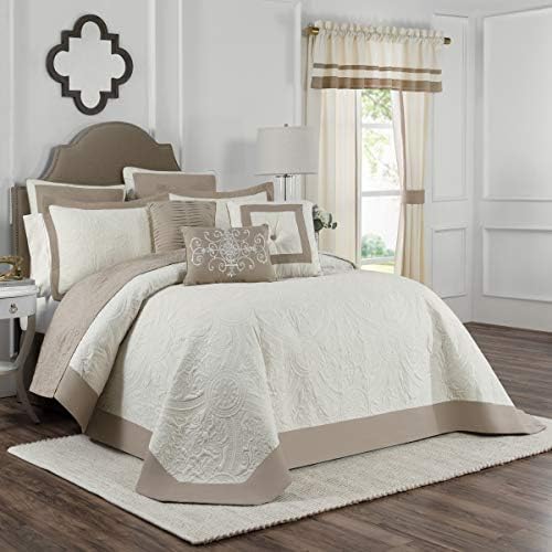  Bensonhurst Modern Farmhouse Medallion Quilt Bedding Bedspread, California King, Ivory