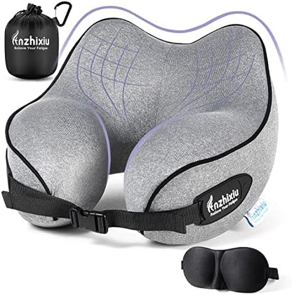  Anzhixiu Travel Pillow Heighten Humps Neck Pillow For 360 Degree Support .Release Your Neck Pain During Travel, Office And Home- Ergonomics Curve Neck Support Pillow, Black Color