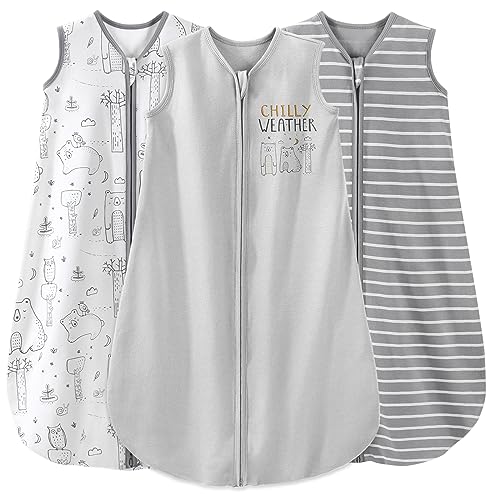  Yoofoss Baby Sleep Sack 0-6 Months Baby Wearable Blanket 100% Cotton 2-Way Zipper TOG 0.5 Toddler Sleeping Sack 3 Pack, Comfy Soft Lightweight Sleep Sacks For Babies(Small)