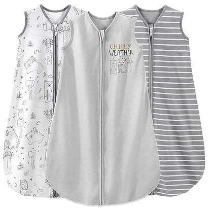  Yoofoss Baby Sleep Sack 0-6 Months Baby Wearable Blanket 100% Cotton 2-Way Zipper TOG 0.5 Toddler Sleeping Sack 3 Pack, Comfy Soft Lightweight Sleep Sacks For Babies(Small)