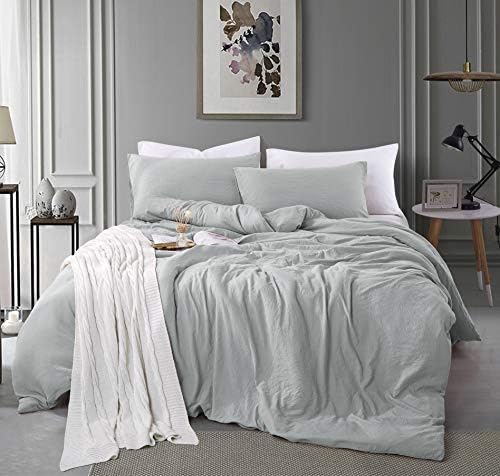  ALAZURIA Queen Size Duvet Cover Set 3 Piece - Super Soft Washed Microfiber, Light Blue Comforter Cover Set With Zipper Closure & 4 Corner Ties (1 Duvet Cover + 2 Pillow Cases) Amalfi Blue, Queen