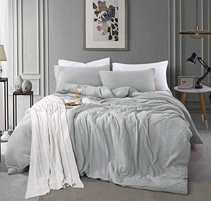  ALAZURIA Queen Size Duvet Cover Set 3 Piece - Super Soft Washed Microfiber, Light Blue Comforter Cover Set With Zipper Closure & 4 Corner Ties (1 Duvet Cover + 2 Pillow Cases) Amalfi Blue, Queen