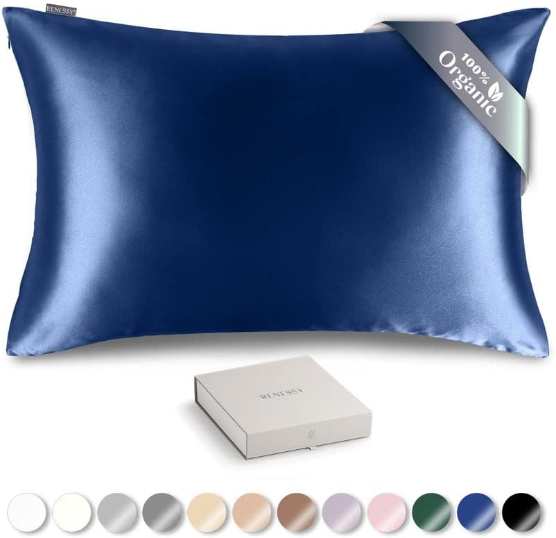  RENESSY Organic Silk Pillowcase - 100% Organic Mulberry Silk, 22 Momme, Naturally Hypoallergenic, Promotes Hair And Skin Health, 1 Piece (Queen Size 20x30 Inches, Natural Silk Off-White)
