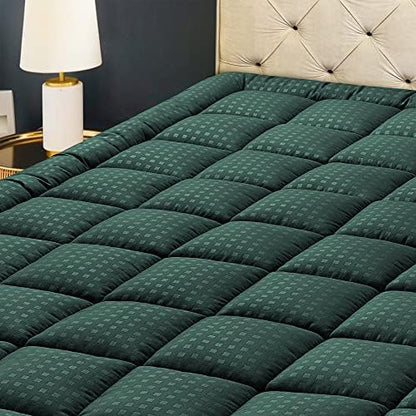  Queen Mattress Pad Quilted Fitted Mattress Protector Cooling Pillow Top Mattress Cover Breathable Fluffy Soft Mattress Topper With 8-21" Deep Pocket