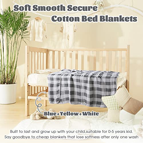  Baby Muslin Blankets Neutral Cotton Receiving Swaddle Blanket, Large Baby Quilts For Girls Boys. Also For Newborn Nursing Cover, Baby Bath Towels, Toddler Blanket For Crib (Grey,White)