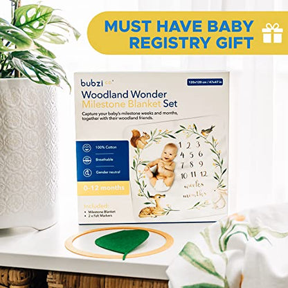  Baby Monthly Milestone Blanket Woodland - Baby Girl Gifts & Baby Boy Gifts - Watch Me Grow Woodland Nursery Décor - European Design - Gender Neutral For Newborn Girl & Boy