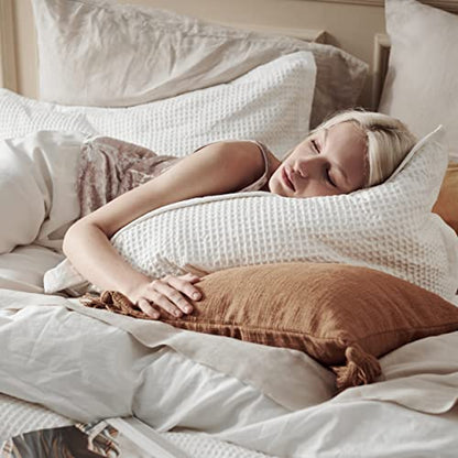  Bedsure Cotton Duvet Cover Queen - 100% Cotton Waffle Weave Coconut White Duvet Cover Queen Size, Soft And Breathable Queen Duvet Cover Set For All Season (Queen, 90"x90")