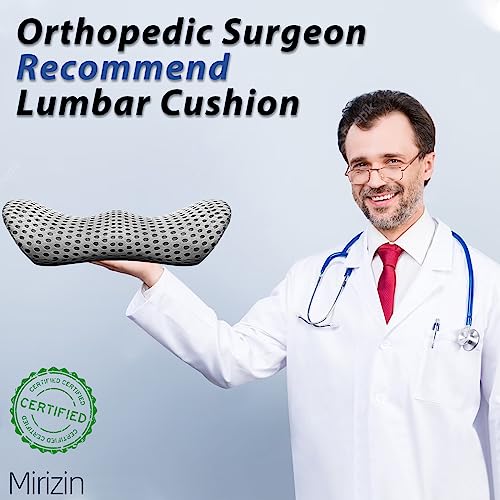 Mirizin Lumbar Support Pillow For Car And Office Chair, Memory Foam Back Support Pillow For Lower Back Pain Relief,4D Mesh Cover Ergonomic Back Cushion For Bed Sleeping,Airplanes,Couch Rest