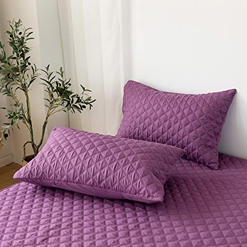  Jejeloiu Purple Quilted Mattress Pad, 100% Waterproof Breathable Twin Bedding Fitted Sheet Mattress Protector 14" Deep Pocket Cotton Snow Down Alternative Filling Mattress Cover (Twin,Purple)