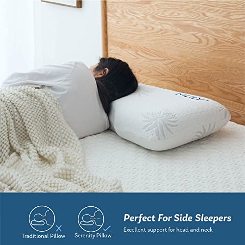  MLILY Side Sleeper Pillow, Cervical Pillow For Neck Pain, Cool Bamboo Charcoal Infused Memory Foam Pillow, Aloe Vera Skin Friendly, Medium Firm, 30x16 Inches