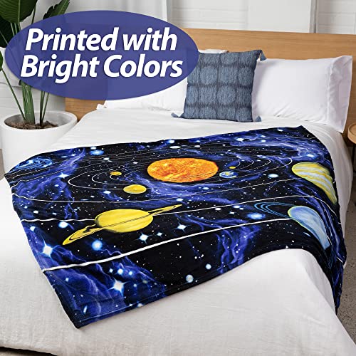  Solar System Fleece Blanket For Bed, 50" X 60" Space Fleece Throw Blanket For Boys, Men, Unisex And Kids - Super Soft Plush Planetary Blanket Throw Fleece Blanket For Planet Lovers