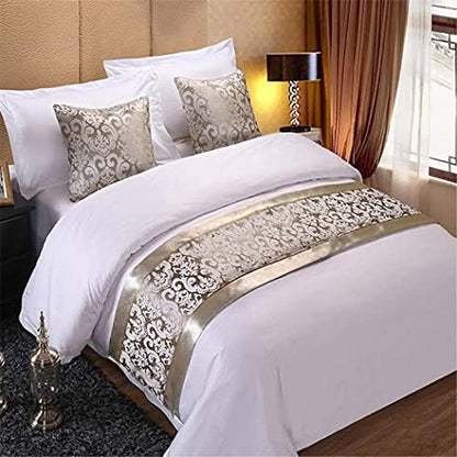  QFWMCW Golden Flower Bed Runner Bed Runner Hotel Satin Jacquard Bed Cover Bed Scarves Bedding Scarf Protection Decoration For Bedspread Pillowcase King Size