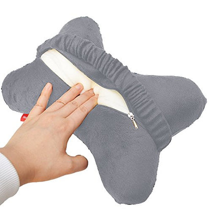  Bookishbunny Dog Bone Shaped Travel Neck Pillows Memory Foam Car Bus Truck Driving Comfort Head Rest Support (Gray)