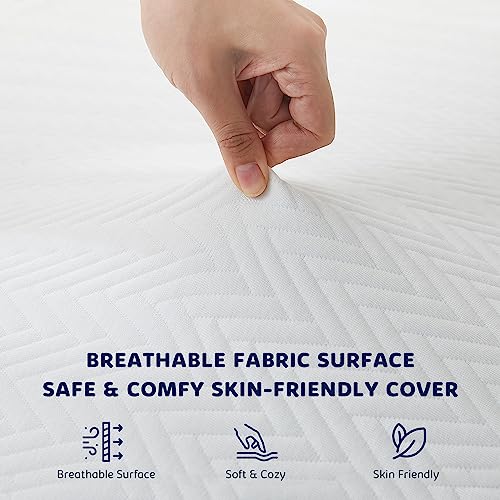  Homemate Memory Foam Mattress Topper Queen, 4 Inch Gel Cooling Mattress Pad High Density Foam Firm Mattress Topper, Soft Pressure Relieve Bed Topper CertiPUR-US, Non-Slip Removable & Washable Cover