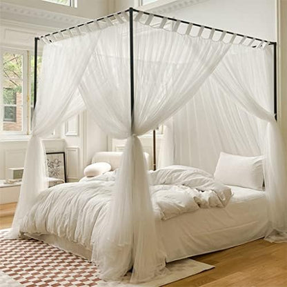  SCMTY Elegant Luxury 4 Corner Post Mosquito Net With Dustproof Top Cover For Adult Teen Girls Toddlers Girls Crib Bed Bedroom Decoration; Bed Canopy For Twin/Full/Queen/King Size Bed (Black, Queen)