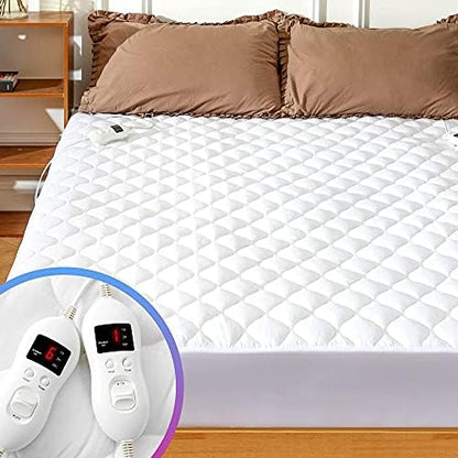  Heated Mattress Pad King Size Adjustable Zone Heating With 8 Heat Settings Controller Quilted Electric Mattress Pad Fit Up To 21 Inch