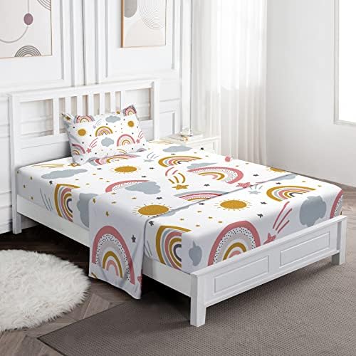  Jekeno Full Size Bohemian Bedding Sheet Set, Boho Sheet Set 3 Piece Colorful Tribal Striped Bed Sheets Set + Deep Pocket Fitted Sheets + Flat Sheet + Pillow Case