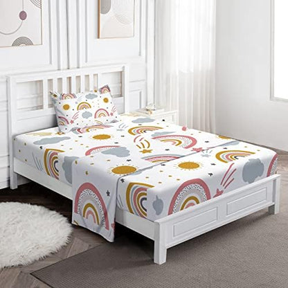  Jekeno Full Size Bohemian Bedding Sheet Set, Boho Sheet Set 3 Piece Colorful Tribal Striped Bed Sheets Set + Deep Pocket Fitted Sheets + Flat Sheet + Pillow Case