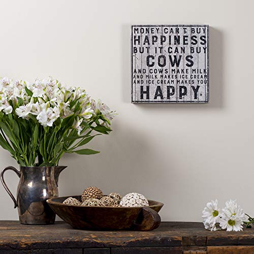  Primitives By Kathy Farmhouse Style Box Sign, 10" Square, Buy Cows
