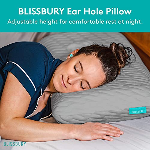  BLISSBURY Ear Pillow With Ear Hole For Sleeping With Sore Ear Pain | Piercing Pillow | Adjustable Memory Foam Pillow With Holes For Chondrodermatitis CNH | Ear Piercing Protection | Support Earplugs