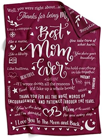  Best Mom Ever Blankets, Mom Blankets From Daughter Son, Letter Warm Soft Throw Blankets For Mom, Mother Blankets For Mom, Mom Gifts For Birthday, Christmas, 50" X 70"