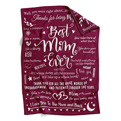  Best Mom Ever Blankets, Mom Blankets From Daughter Son, Letter Warm Soft Throw Blankets For Mom, Mother Blankets For Mom, Mom Gifts For Birthday, Christmas, 50" X 70"