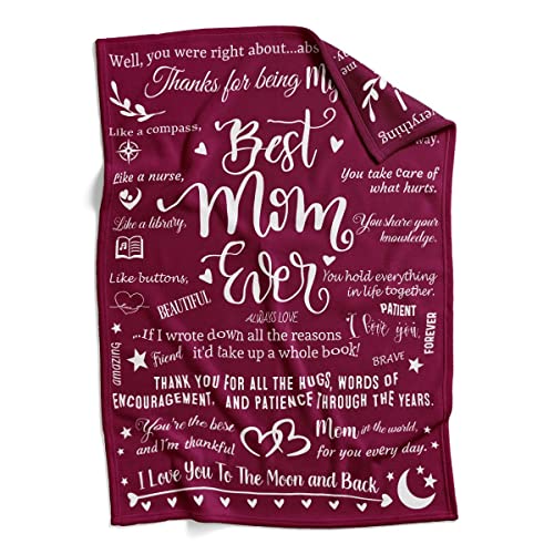  Best Mom Ever Blankets, Mom Blankets From Daughter Son, Letter Warm Soft Throw Blankets For Mom, Mother Blankets For Mom, Mom Gifts For Birthday, Christmas, 50" X 70"