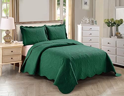  3pc King/Cal King Over Size Elegant Embossed Bedspread Set Light Weight Solid Beige New