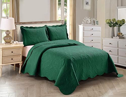  3pc King/Cal King Over Size Elegant Embossed Bedspread Set Light Weight Solid Beige New