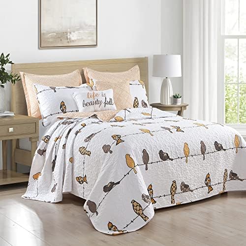  Lush Decor Rowley Birds Duvet 3 Piece Bedding Set With Floral Animal Bird Print, King, Multi