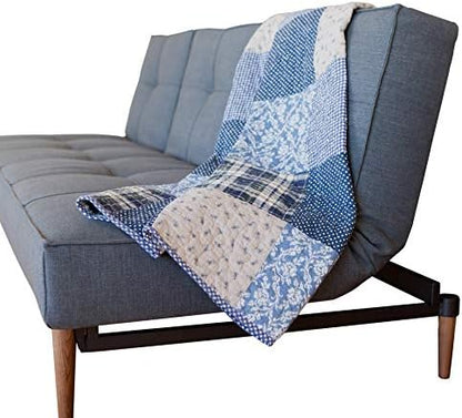  Ecret Garden 50" X 60" Cotton Quilted Throw Blanket: Floral Farmhouse Comforter, 100% Cotton Pink Grey Quilt, Patchwork Coverlet, Traditional Quilt For Couch And Bed, Country Lap Cover