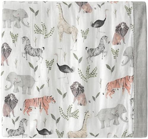  Little Jump Muslin Baby Quilt, Jungle Print Bamboo Muslin Quilt Toddler Blanket - Oversized 47" X 47" - 2 Layers Muslin Crib Blanket For Baby Boy And Girls (Jungle)