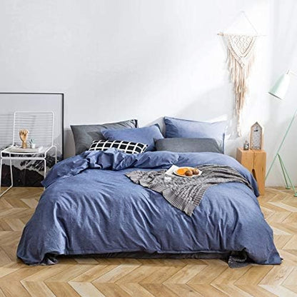  Light Blue Duvet Cover Queen Size 100% Washed Cotton Blue Duvet Cover 3 Pieces Set 1 Pale Blue Duvet Cover With Zipper Ties 2 Pillowcases Luxury Soft Baby Blue Bedding Set Durable Comfortable