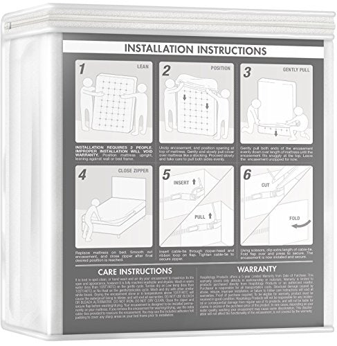  Mattress Encasement - Zippered Bed Bug Dust Mite Proof Hypoallergenic - Sleep Defense System - Queen - Waterproof - Stretchable - Standard 12" Depth - 60" W X 80" L