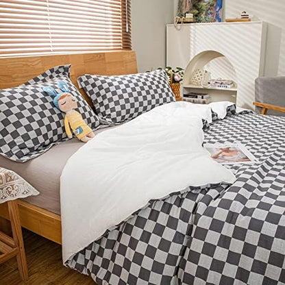  LLanCL King Bed Comforter Set,Down Alternative All Season Reversible Comforter-Quilted Duvet Insert With Corner Tabs-Round Stitched-Breathable, Soft, Fluffy(Pink/Grey Checked, 3pcs)