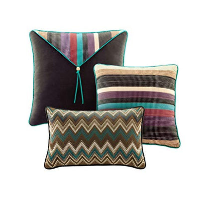  Quilt Rustic Southwestern - All Season, Breathable Coverlet Bedspread, Lightweight Bedding, Shams, Decorative Pillow, King/Cal King(104"x94"), Yosemite, Stripes Purple/Teal 6 Piece